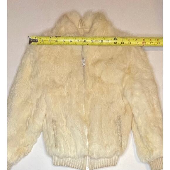 VTG Caravelle Designer Fine Fur Fashions Jacket Girls Sz 8 Ivory Bomber Coat - Picture 3 of 9